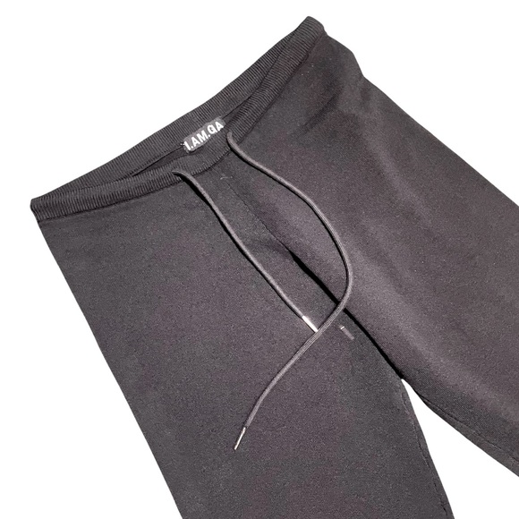 I.am.Gia Black Knit Pull On Drawstring Flare Comfortable Pants Size L Minimalist - Picture 4 of 11